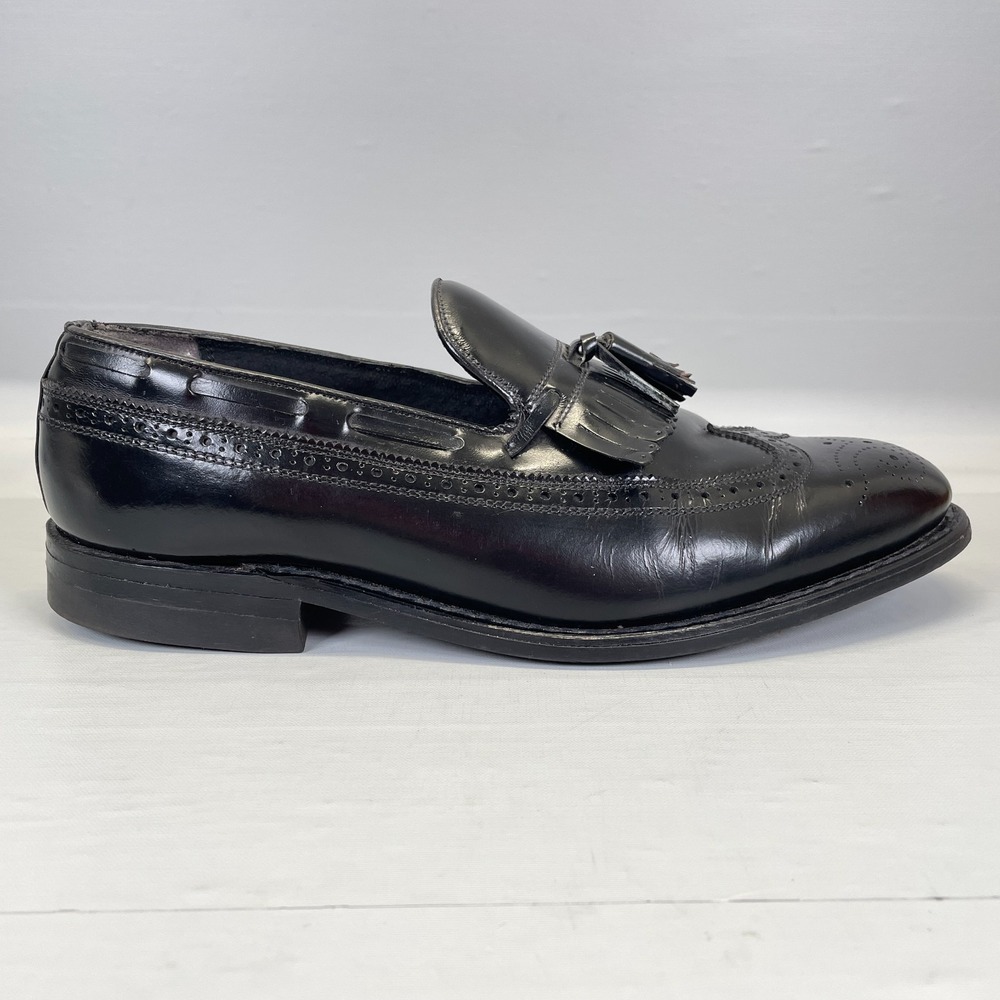 Stuart McGuire Wingtip Tasseled Loafers Mens Size 10 Black Leather Dress Shoes